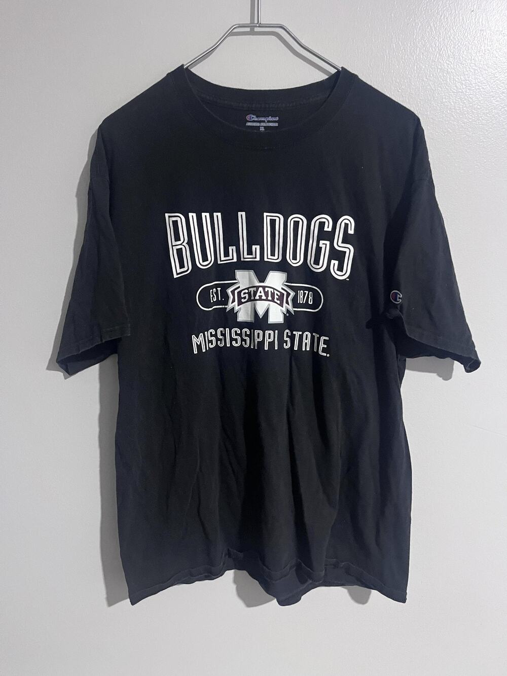 Champion Shirt Mens XL Black Short Sleeve Bulldogs Mississippi State Crew Neck